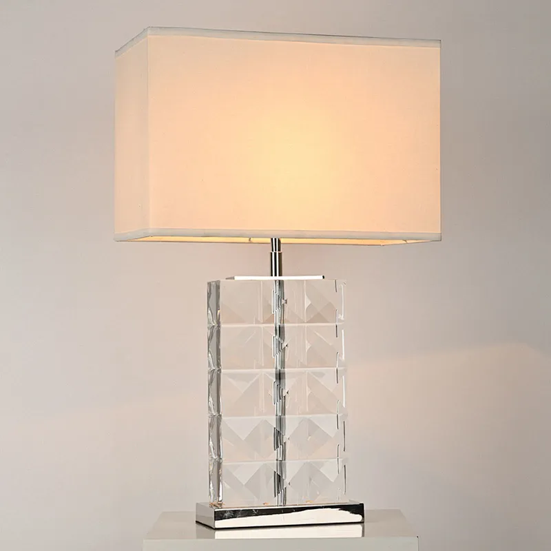 Luxury bright pyramid block crystal glass table lamp